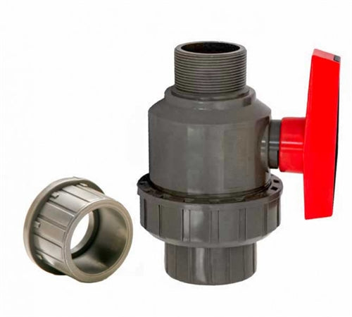 PVC Single Union Ball Valve 3/4"MPT x Socket/FPT - GRAY