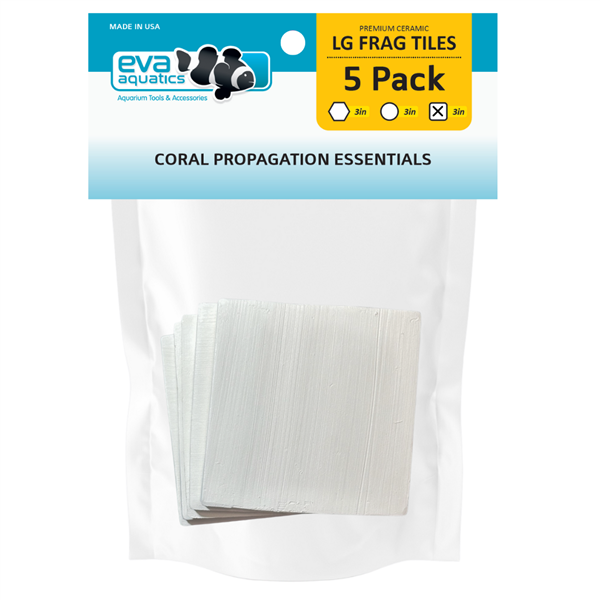 Eva Aquatics Ceramic Frag 3" Square Tile - 5 Pack - White