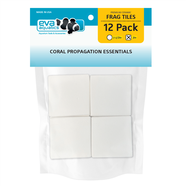 Eva Aquatics Ceramic Frag 2" Square Tile - 12 Pack - White