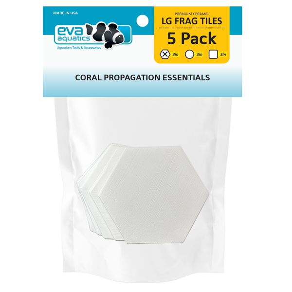 Eva Aquatics Ceramic Frag 3" Hex Tile - 5 Pack - White