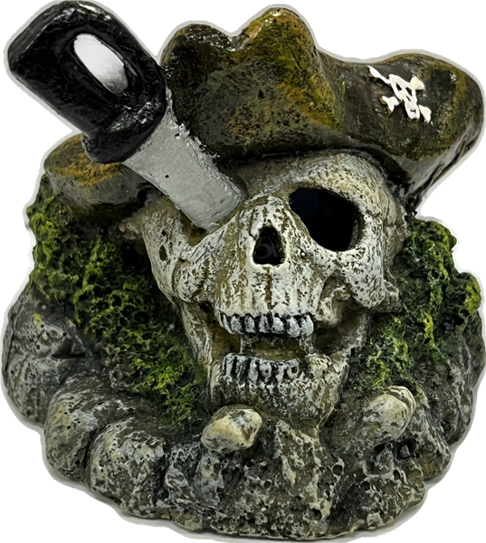 Hikari Resin Ornament - Pirate With Sword Through Skull