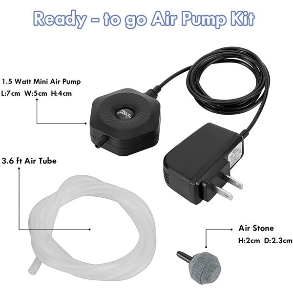 Hygger Ultra Silent Piezoelectric Ceramic Mini Air Pump HG971 - Black
