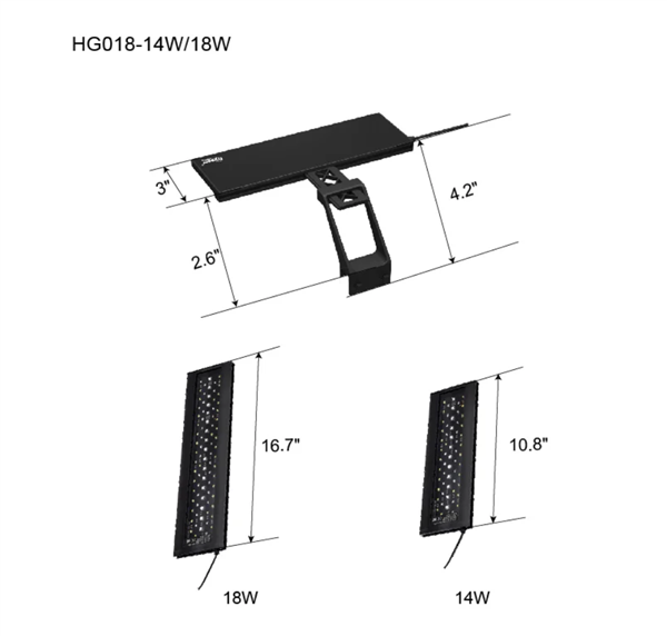 Hygger Clip On Aquarium LED Light 46.2" - HG018-42W