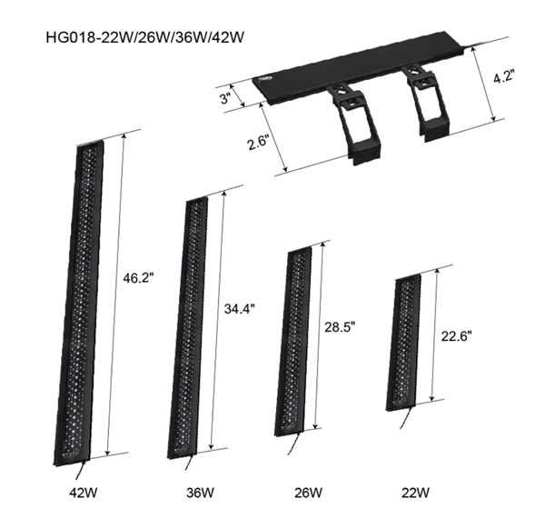 Hygger Clip On Aquarium LED Light 46.2" - HG018-42W