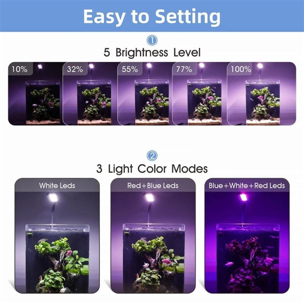 Hygger Clip-On Aquarium LED Light - HG033-9W