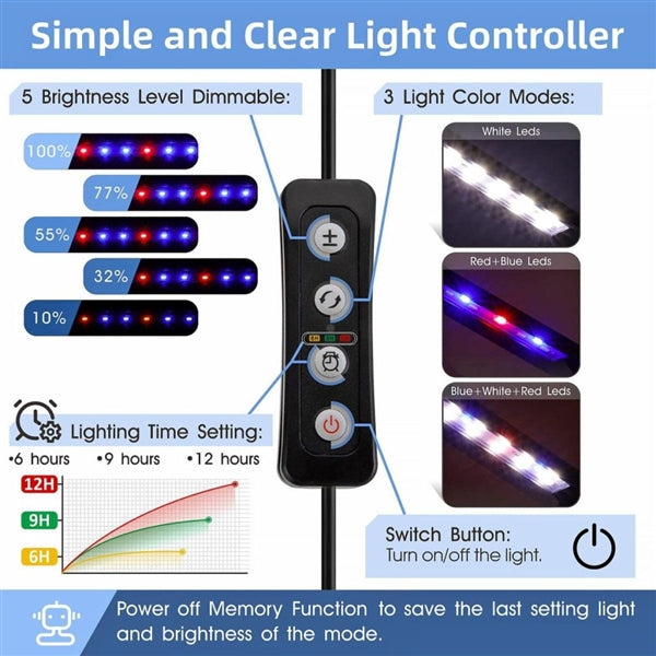Hygger Clip-On Aquarium LED Light - HG033-9W
