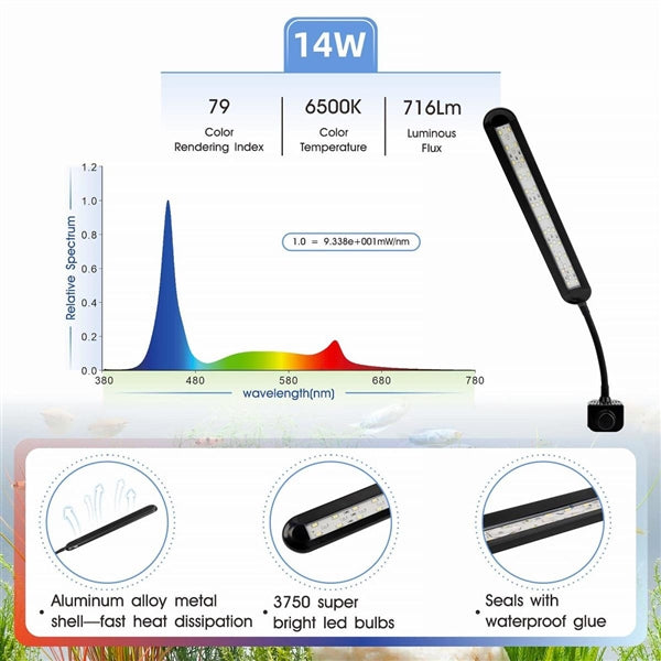 Hygger Clip-On Aquarium LED Light - HG033-9W
