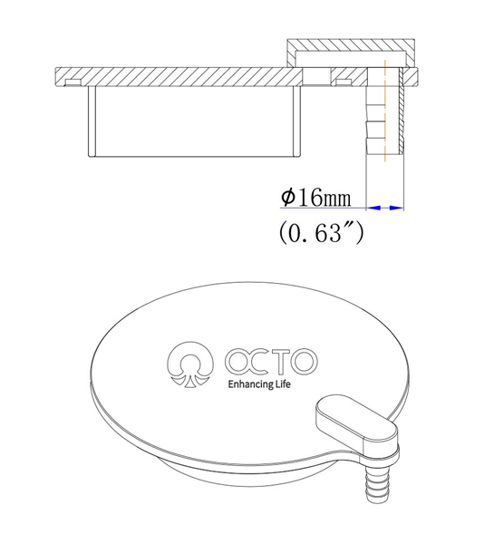 Reef Octopus C2C200 - Skimmer Top Cover Adapter for CO2 Scrubber