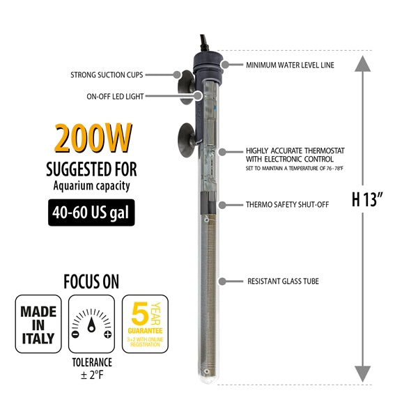 Sicce SCUBA Preset 200 - Submersible Heater - 200 Watt