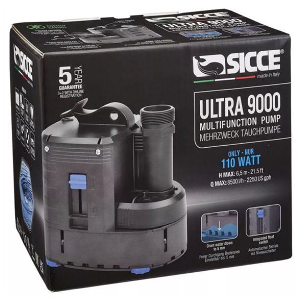 Sicce ULTRA 9000 Submersible Pump w/ Float Switch - 2245gph