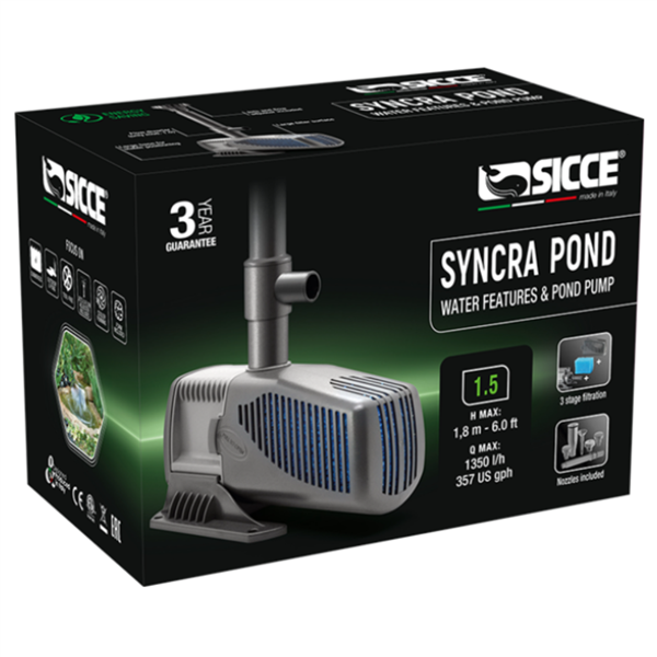 Sicce SyncraPond 1.5 Pond Pump with Fountain - 357gph