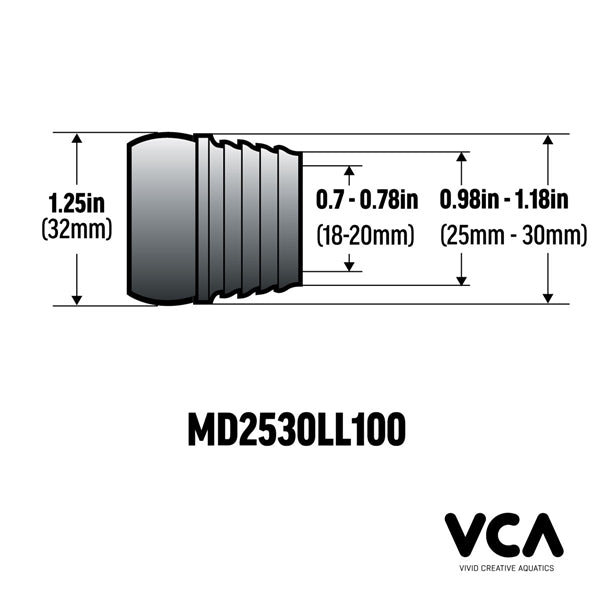 VCA Multidapter 25-30mm Pipe Socket to 1" Modular Hose Adapter Loc-Line Adapter