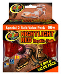 ZooMed Nightlight Red Reptile Bulb Value Pack (2 Pack) 60 Watt