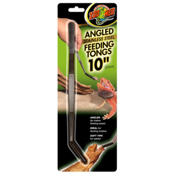 ZooMed 10" Stainless Steel Feeding Tongs- Angled